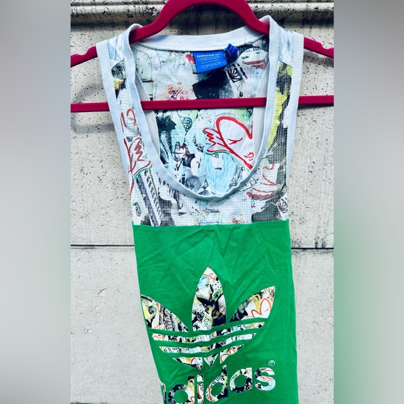 adidas x Topshop ✨Venice✨ green graffiti tank top✨ Size Medium ✨ Rare✨ Collector - Picture 7 of 14